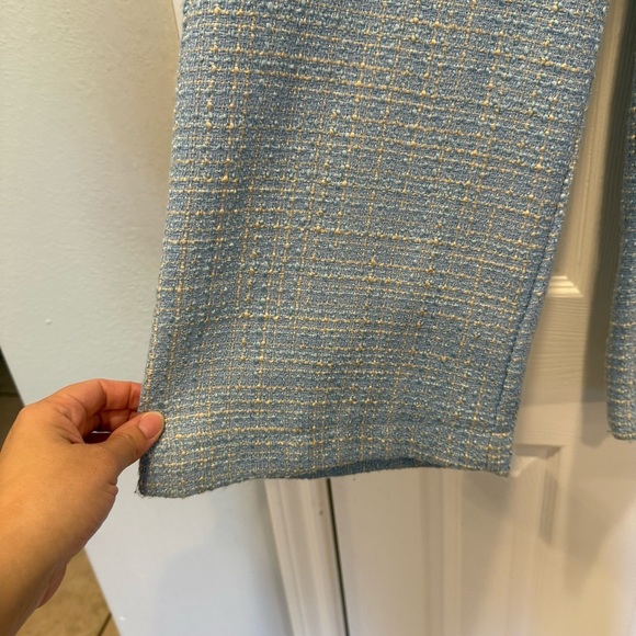 Jason Wu Tweed Trousers Pants Women’s 10 Light Blue High Waist Relaxed Old Money - Picture 4 of 10